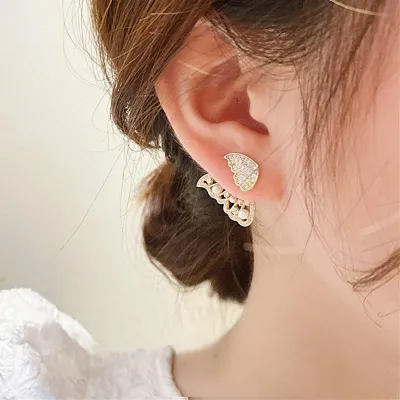 Pearl Double Sided Butterfly Stud Earrings